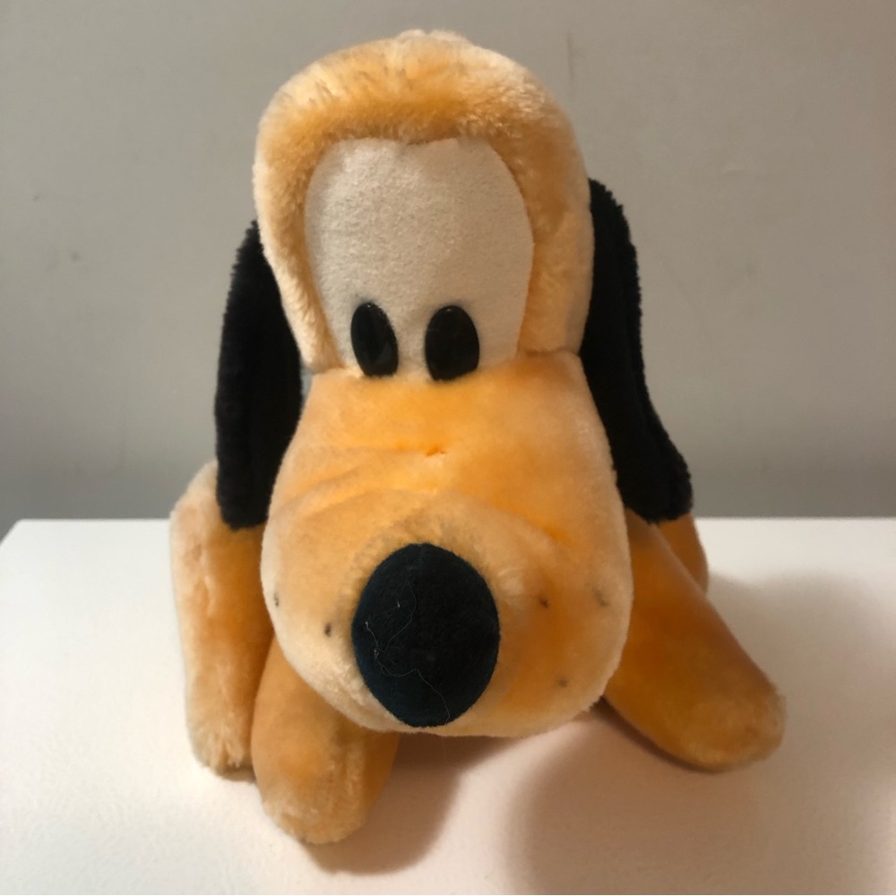 Vintage Disney Store Pluto Plush Stuffed Toy Dog Made in Korea Red Collar Tongue - Picture 3 of 10